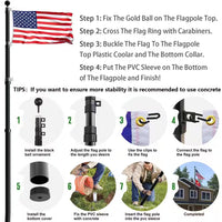 30 Ft. Aluminum Telescopic Flag Pole Kit Flagpole 3'X5' US Flag & Ball Top for Commercial Residential Outdoor