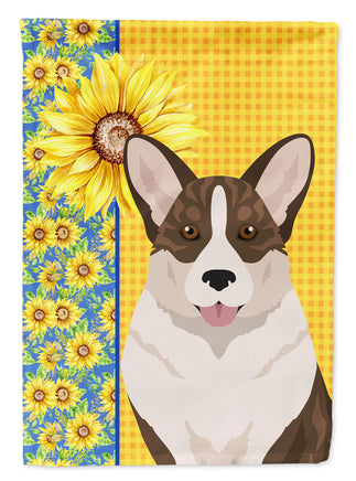 Summer Sunflowers Brindle Cardigan Corgi House Flag