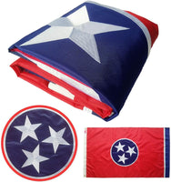 Tennessee State Flag 3X5 Ft - Double Sided Embroidered, Heavy Duty Nylon, Sewn Stripes and Brass Grommetsand Waterproof UV Protected. All Weather American Tennessee Flags Banner Great for Ondoor and Intdoor Decor