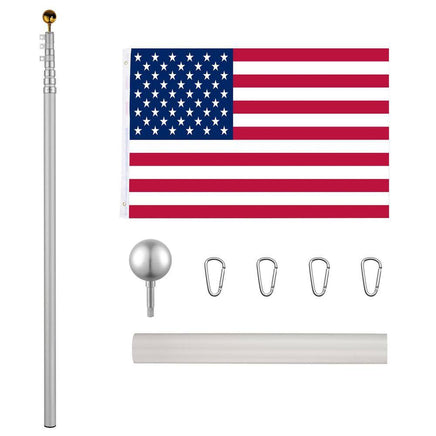 20 Ft. Aluminum Telescoping Flagpole with U.S. Flag and Handcrafted Golden Top Finial