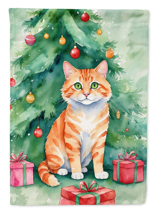 Cheetoh Cat by the Christmas Tree House Flag