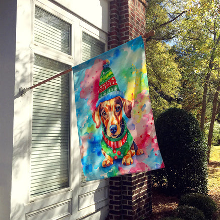 Dachshund Christmas House Flag