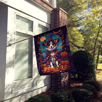 Corgi Witchy Halloween House Flag