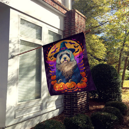 Old English Sheepdog Witchy Halloween House Flag