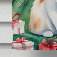 Turkish Van Cat by the Christmas Tree House Flag