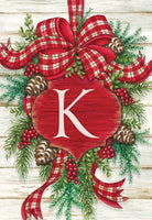 Christmas ornaments monogram K garden flag