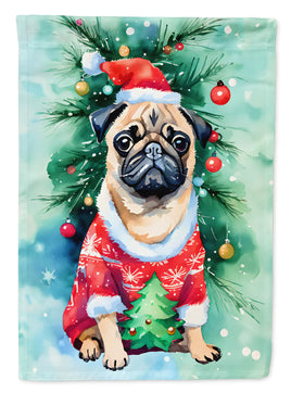 Pug Christmas House Flag