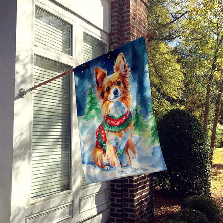 Papillon Christmas House Flag