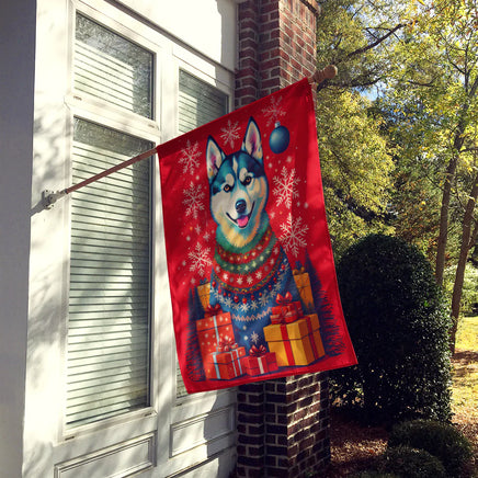 Siberian Husky Holiday Christmas House Flag