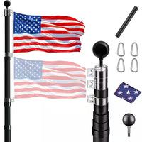 30 Ft. Aluminum Telescopic Flag Pole Kit Flagpole 3'X5' US Flag & Ball Top for Commercial Residential Outdoor