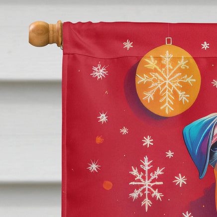 White Boxer Holiday Christmas House Flag