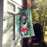 Pug Christmas House Flag