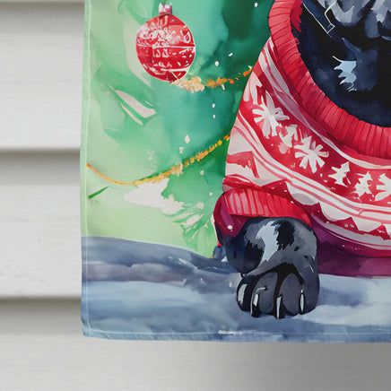 Pug Christmas House Flag