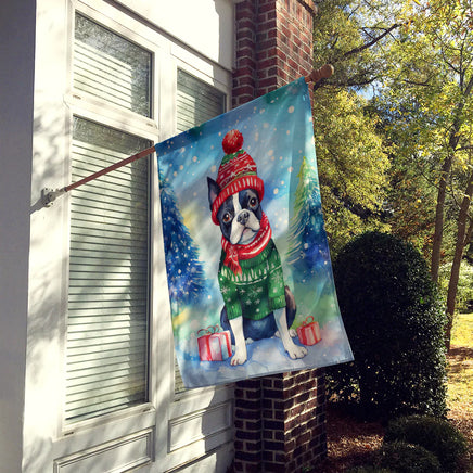 Boston Terrier Christmas House Flag