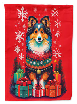 Sheltie Holiday Christmas House Flag