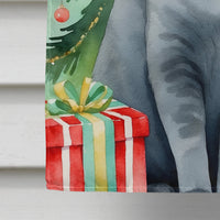 Chartreux Cat by the Christmas Tree House Flag