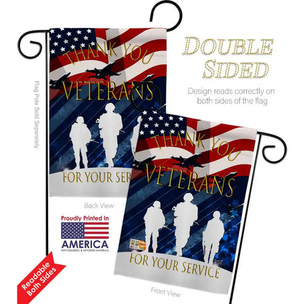 13 In. X 18.5 In. Thank You Veterans Armed Forces Double-Sided Garden Flag Armed Forces Decorative Vertical Flags