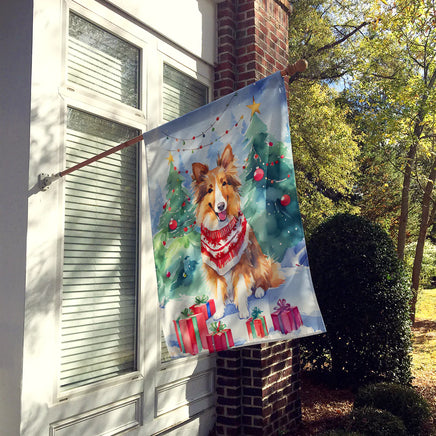 Sheltie Christmas House Flag