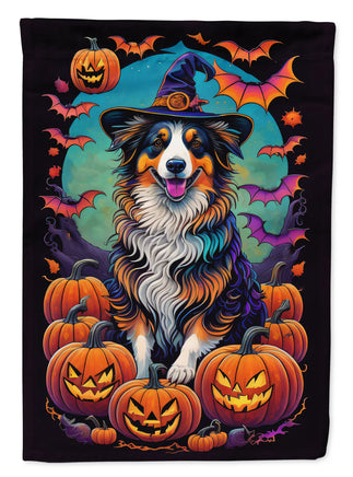 Australian Shepherd Witchy Halloween House Flag