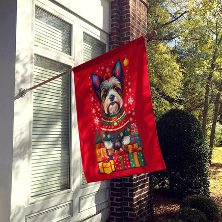 Biewer Terrier Holiday Christmas House Flag