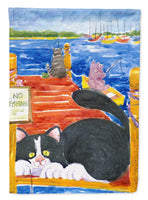 Black and White Cat  No Fishing Flag Garden Size