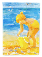 Little Girl at the beach Flag Canvas House Size