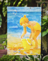 Little Girl at the beach Flag Garden Size