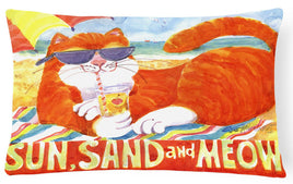 Orange Tabby at the beach Decorative   Canvas Fabric Pillow