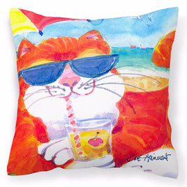 Cool Cat with Sunglasses at the beach Decorative   Canvas Fabric Pillow