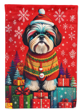 Shih Tzu Holiday Christmas House Flag