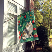 Cymric Cat by the Christmas Tree House Flag