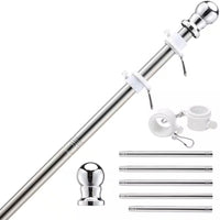 6 Ft. Stainless Steel Adjustable Length Flagpole Silver