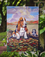 Basset Hound Little one watching Flag Garden Size