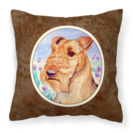 Airedale Terrier in Flowers Fabric Decorative Pillow 7007PW1414