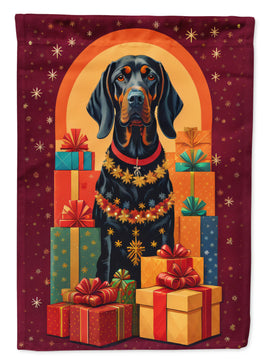 Black and Tan Coonhound Holiday Christmas House Flag