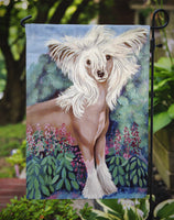 Chinese Crested in flowers  Flag Garden Size