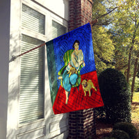 Lady with her  Pug Flag Canvas House Size