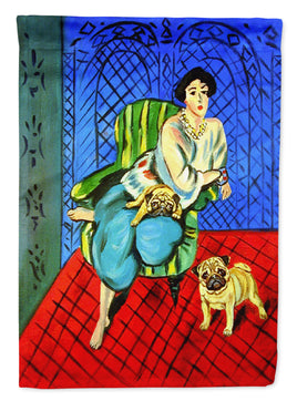 Lady with her  Pug Flag Canvas House Size