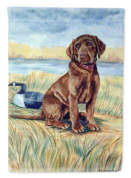 Chocolate Labrador Puppy Flag Canvas House Size