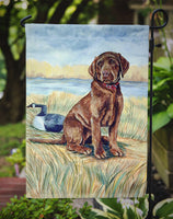 Chocolate Labrador Puppy Flag Garden Size