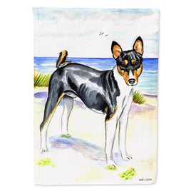 Tricolor Basenji at the beach Flag Canvas House Size