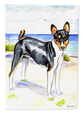 Tricolor Basenji at the beach Flag Garden Size