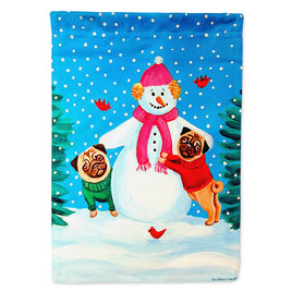 Snowman with Pug Flag Canvas House Size