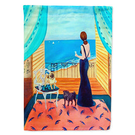 Lady with her Pug Flag Canvas House Size