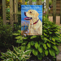 Yellow Labrador at the beach Flag Garden Size