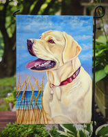 Yellow Labrador at the beach Flag Garden Size