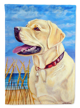 Yellow Labrador at the beach Flag Garden Size