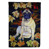 Old Fawn Pug in fall Flag Canvas House Size