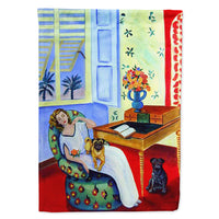 Lady with her Pug Flag Canvas House Size