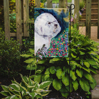 Bichon Frise in the flowers Flag Garden Size